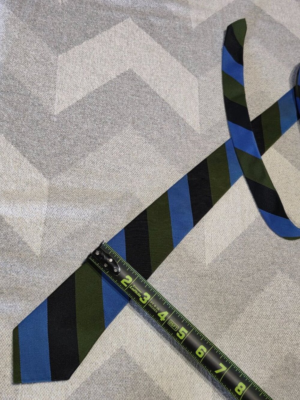 Vintage Superba Striped Necktie Green/Blue/Black Dacron Polyester 3.5-Inch Wide